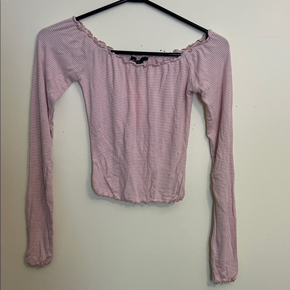 Pink Striped Off-Shoulder Top